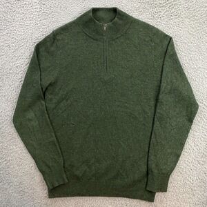 Woolovers Sweater Mens Small‎ Wool Cashmere 1/4 Zip Pullover Jumper Green Preppy